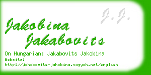 jakobina jakabovits business card